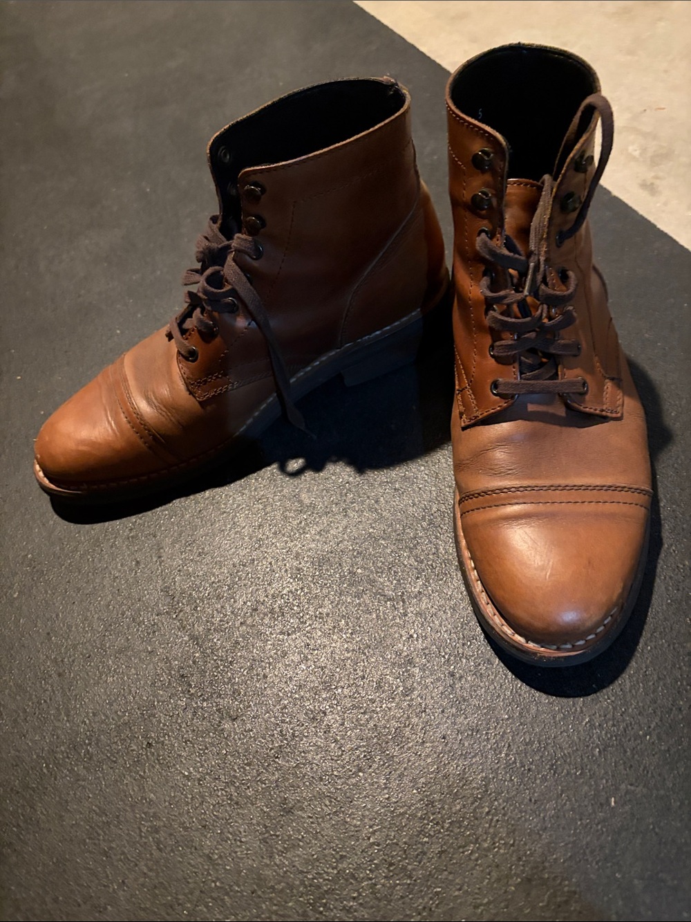 Thursday Boot Company Brown Leather Cap-Toe Lace-Up Boots 9.5